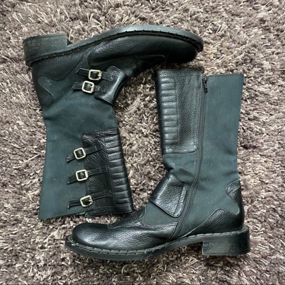 Goffredo Fantini Black Buckle Combat Boots 8.5